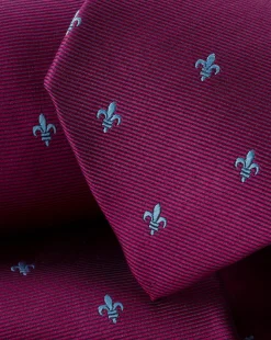 Wedding|Ties & Bow-ties<Charles Tyrwhitt Stain Resistant Fleur-de-Lys Silk Tie - Black Purple Berry