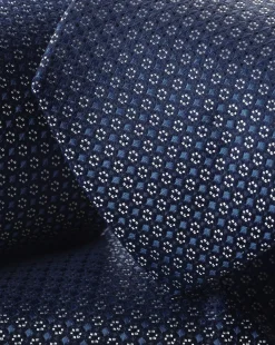 Ties & Bow-ties<Charles Tyrwhitt Stain Resistant Mini Floral Pattern Tie - Royal Blue & Silver Royal Blue & Silver