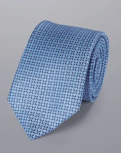 Ties & Bow-ties<Charles Tyrwhitt Stain Resistant Semi Plain Pattern Tie - Blue Sky