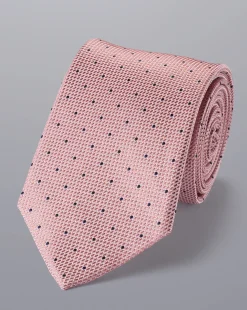 Wedding|Ties & Bow-ties<Charles Tyrwhitt Stain Resistant Spot Silk Tie - Pink & Navy Pink and Navy