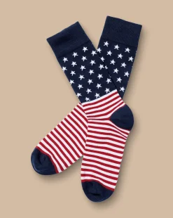 Socks<Charles Tyrwhitt Star and Stripes Socks - Navy & Red Navy and Red