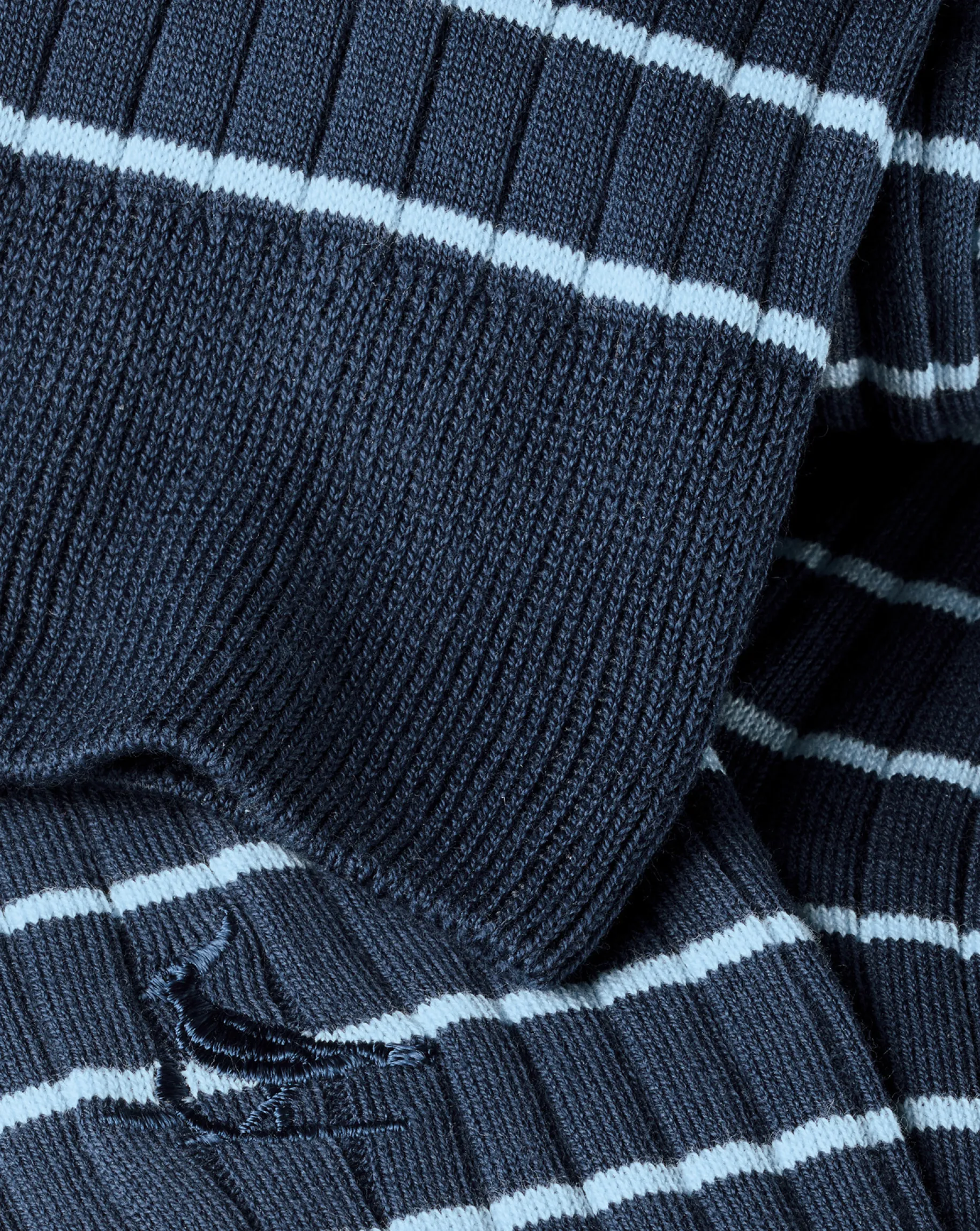Socks<Charles Tyrwhitt Stripe Cotton Rib Socks - French Blue
