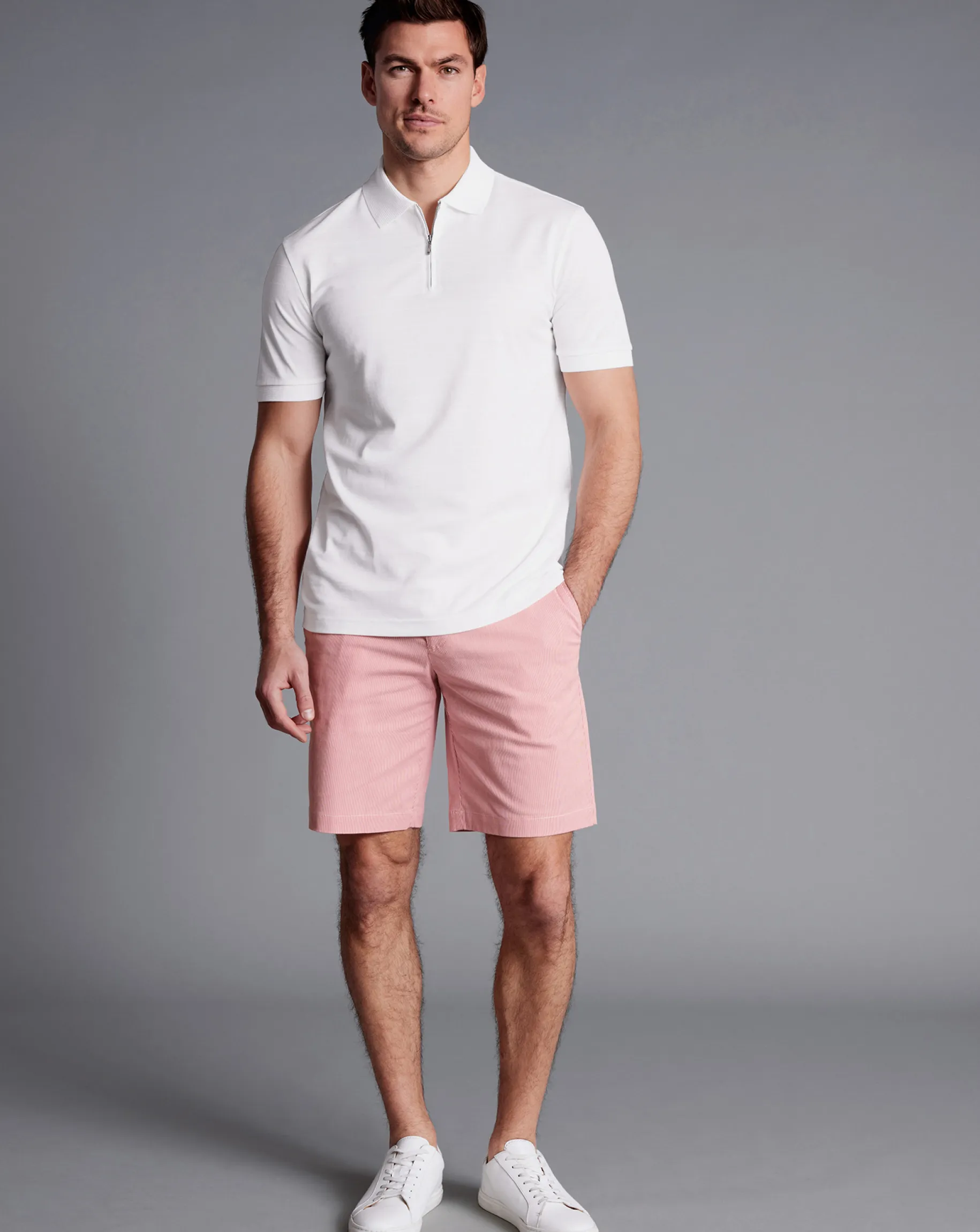 Golf Collection|Pants & Shorts<Charles Tyrwhitt Stripe Shorts - Coral Pink