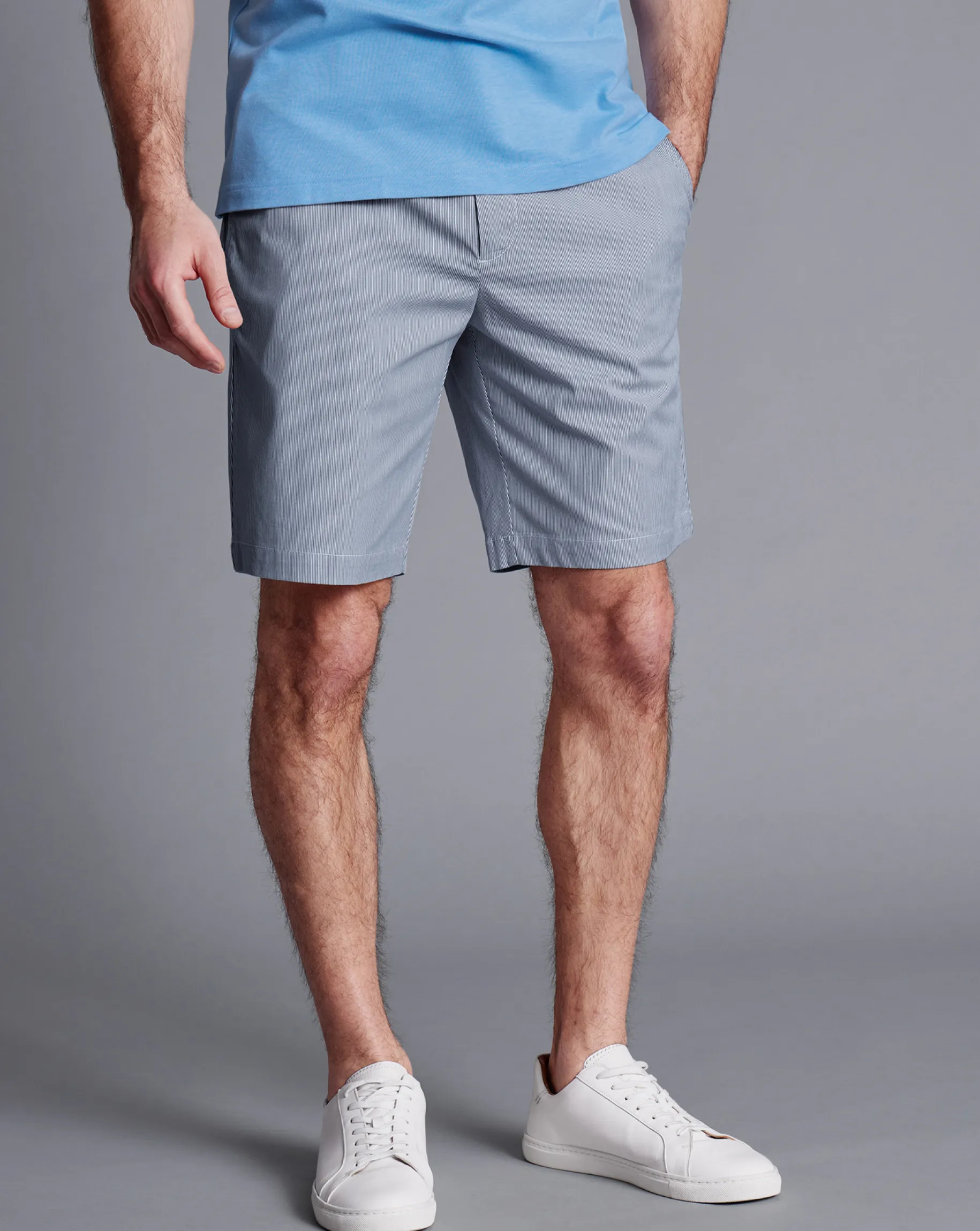 Golf Collection|Pants & Shorts<Charles Tyrwhitt Stripe Shorts - Blue Royal