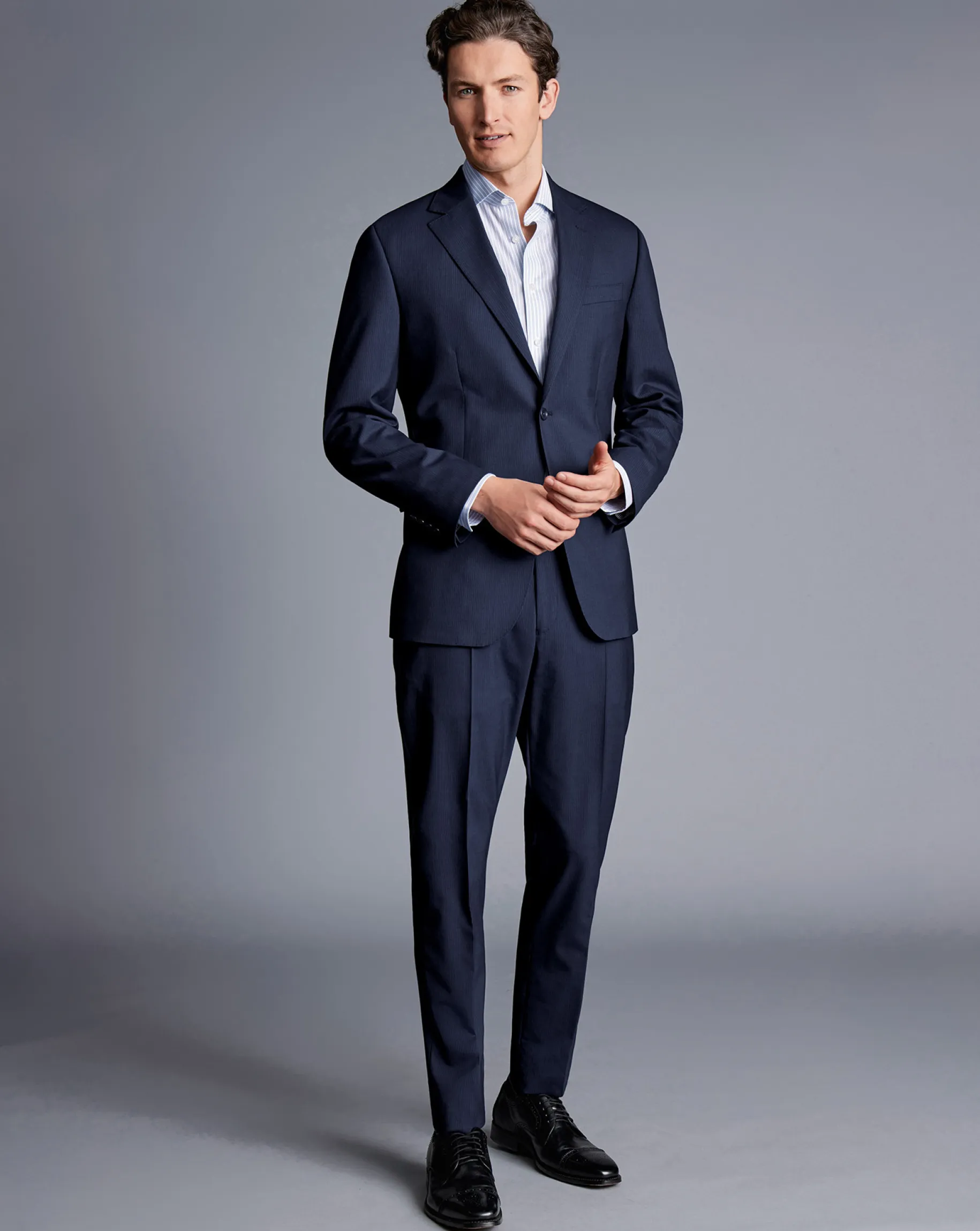 Suit Pants|Pants & Shorts<Charles Tyrwhitt Stripe Suit Pants - Navy