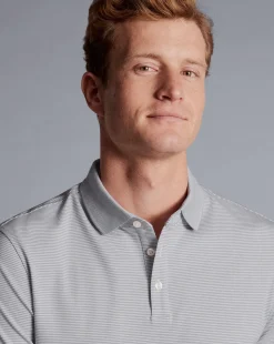 Shirt Sale|Polos<Charles Tyrwhitt Striped Tyrwhitt Pique Polo - Light Grey