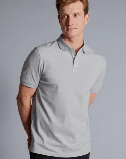 Shirt Sale|Polos<Charles Tyrwhitt Striped Tyrwhitt Pique Polo - Light Grey