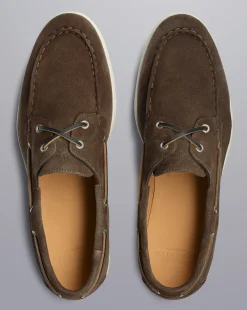 Shoes<Charles Tyrwhitt Suede Boat Shoes - Dark Chocolate