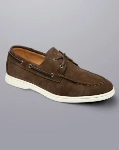 Shoes<Charles Tyrwhitt Suede Boat Shoes - Dark Chocolate