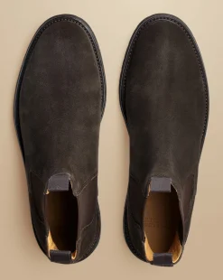 Boots|Brown Shoes<Charles Tyrwhitt Suede Chelsea Boots - Chocolate Brown