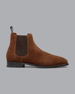 Boots|Brown Shoes<Charles Tyrwhitt Suede Chelsea Boots - Walnut Brown