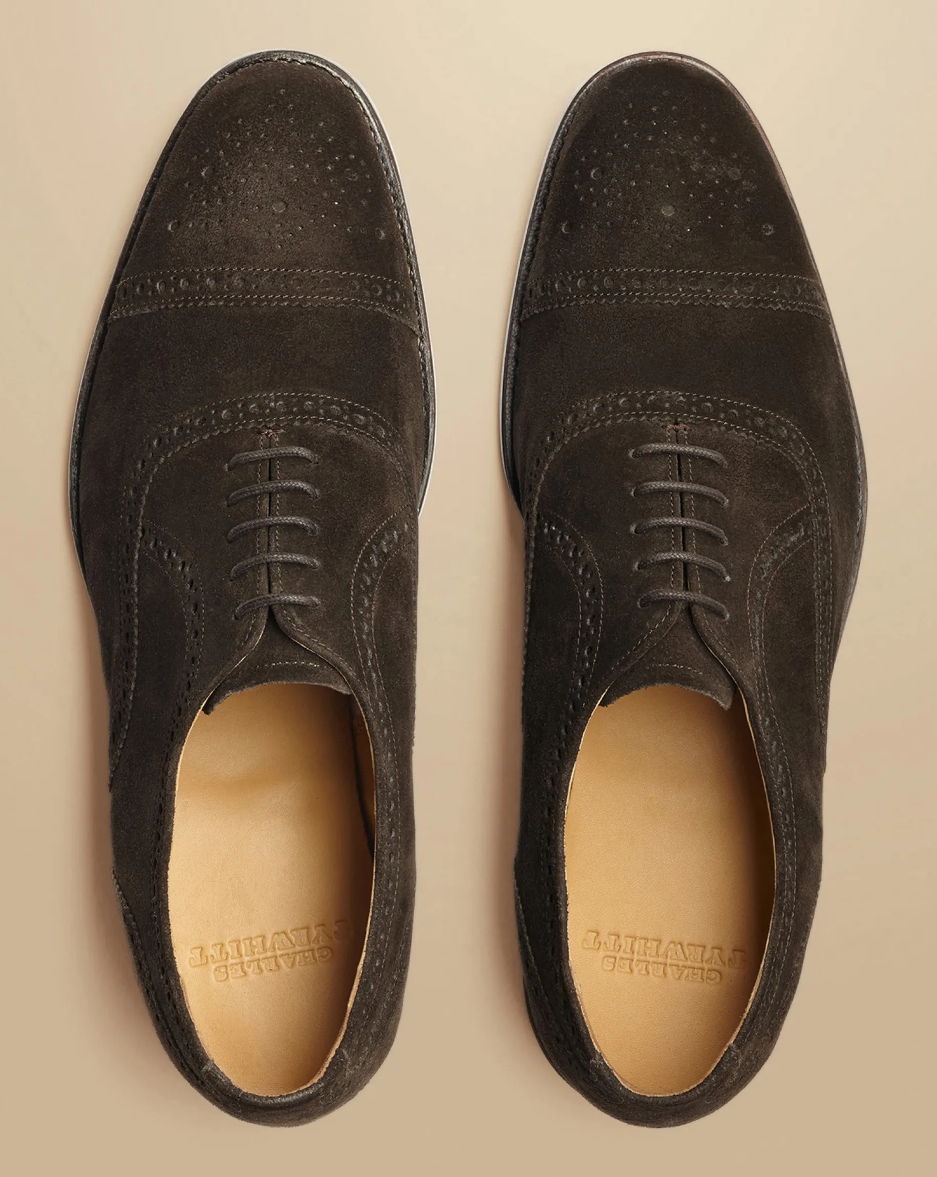 Smart Shoes|Brown Shoes<Charles Tyrwhitt Suede Oxford Brogue Shoes - Dark Chocolate