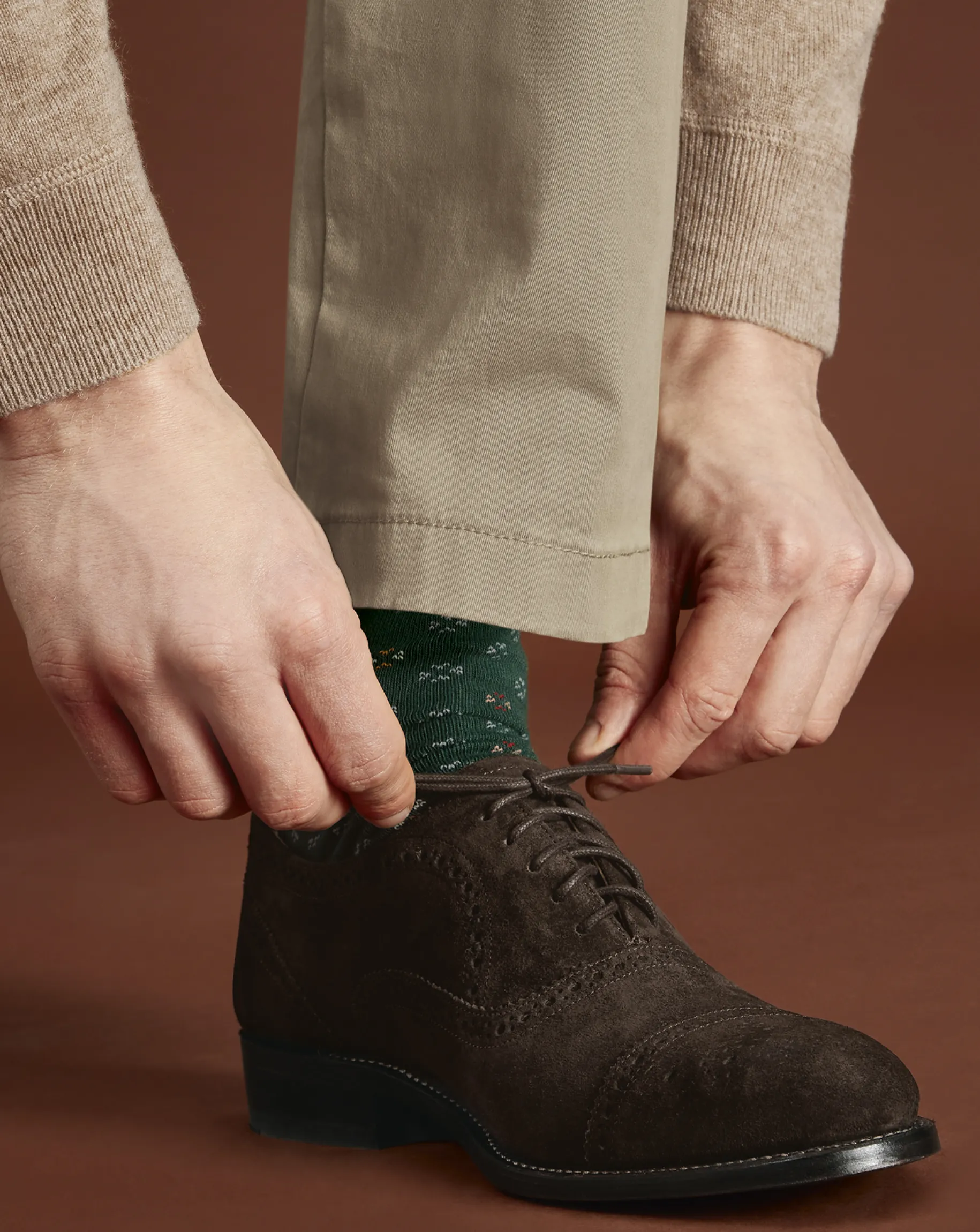 Smart Shoes|Brown Shoes<Charles Tyrwhitt Suede Oxford Brogue Shoes - Dark Chocolate