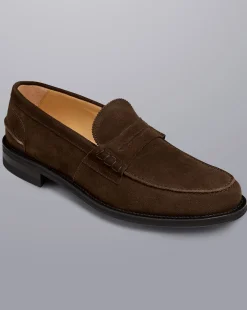 Shoes<Charles Tyrwhitt Suede Penny Loafers - Chocolate Brown