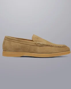Shoes<Charles Tyrwhitt Suede Slip-On Shoes - Dark Sand