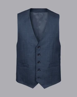 Vests<Charles Tyrwhitt Texture Suit Vest - Denim Blue