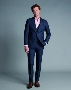 Vests<Charles Tyrwhitt Texture Suit Vest - Denim Blue