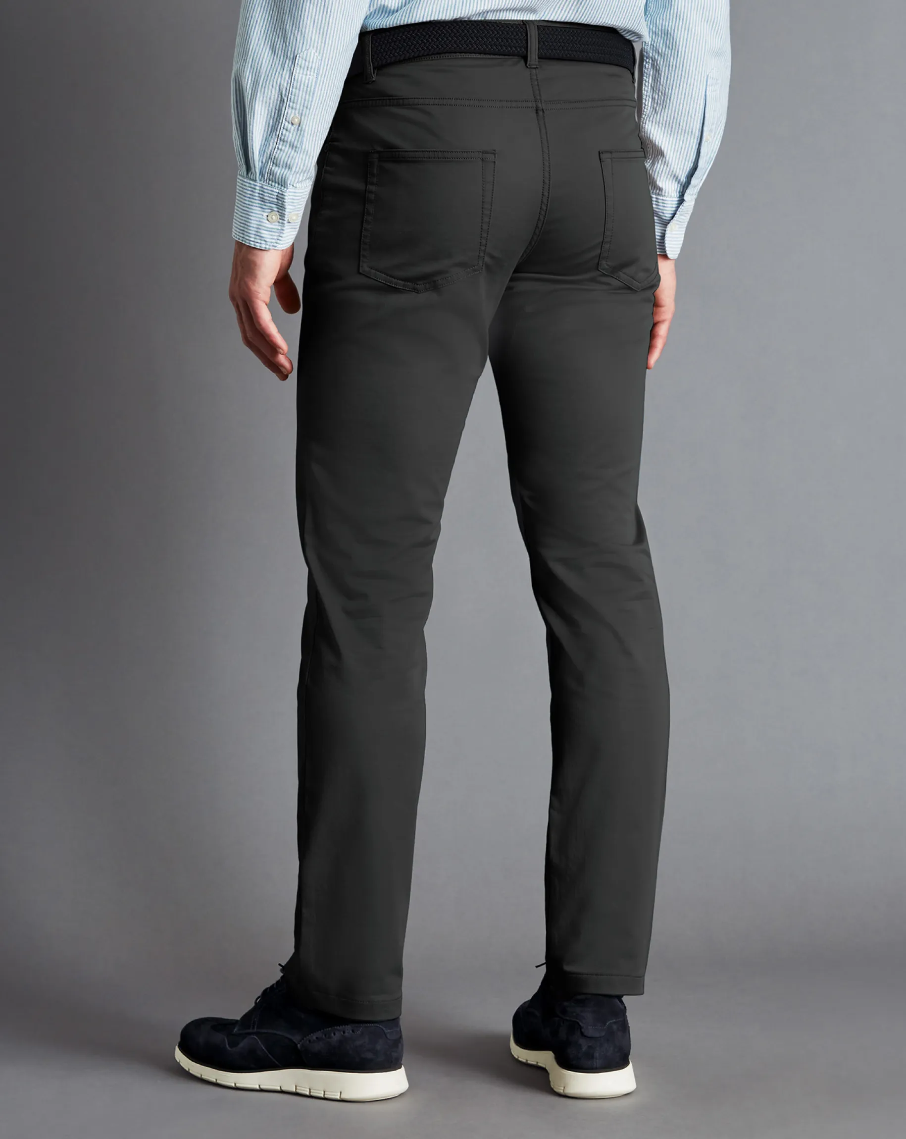 Pants & Shorts<Charles Tyrwhitt Textured Washed 5 Pocket Pants - Grey Charcoal
