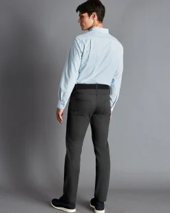Pants & Shorts<Charles Tyrwhitt Textured Washed 5 Pocket Pants - Grey Charcoal