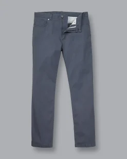 Pants & Shorts<Charles Tyrwhitt Textured Washed 5-Pocket Pants - Denim Blue