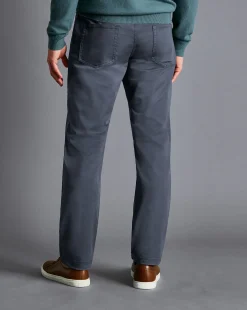 Pants & Shorts<Charles Tyrwhitt Textured Washed 5-Pocket Pants - Denim Blue