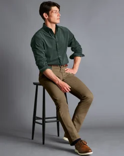 Pants & Shorts<Charles Tyrwhitt Textured Washed 5-Pocket Pants - Taupe
