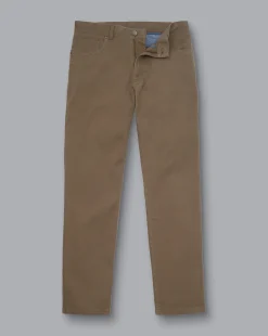 Pants & Shorts<Charles Tyrwhitt Textured Washed 5-Pocket Pants - Taupe