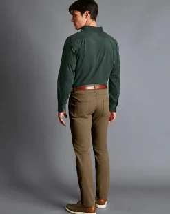 Pants & Shorts<Charles Tyrwhitt Textured Washed 5-Pocket Pants - Taupe