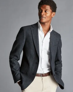 Coats & Jackets|Blazers<Charles Tyrwhitt Textured Wool Windowpane Check Jacket - Denim Blue