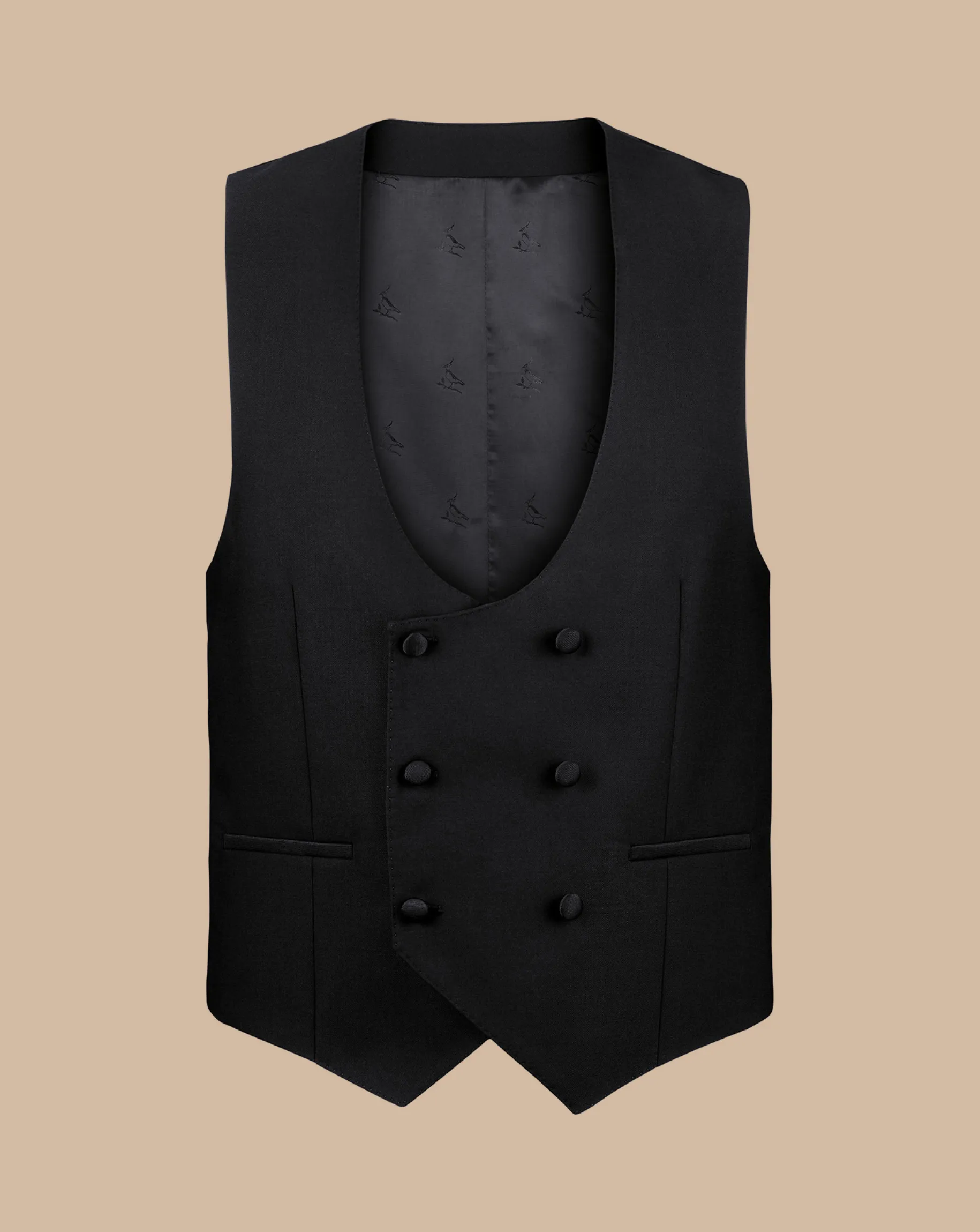 Vests<Charles Tyrwhitt Tuxedo Double Breasted Vest - Black