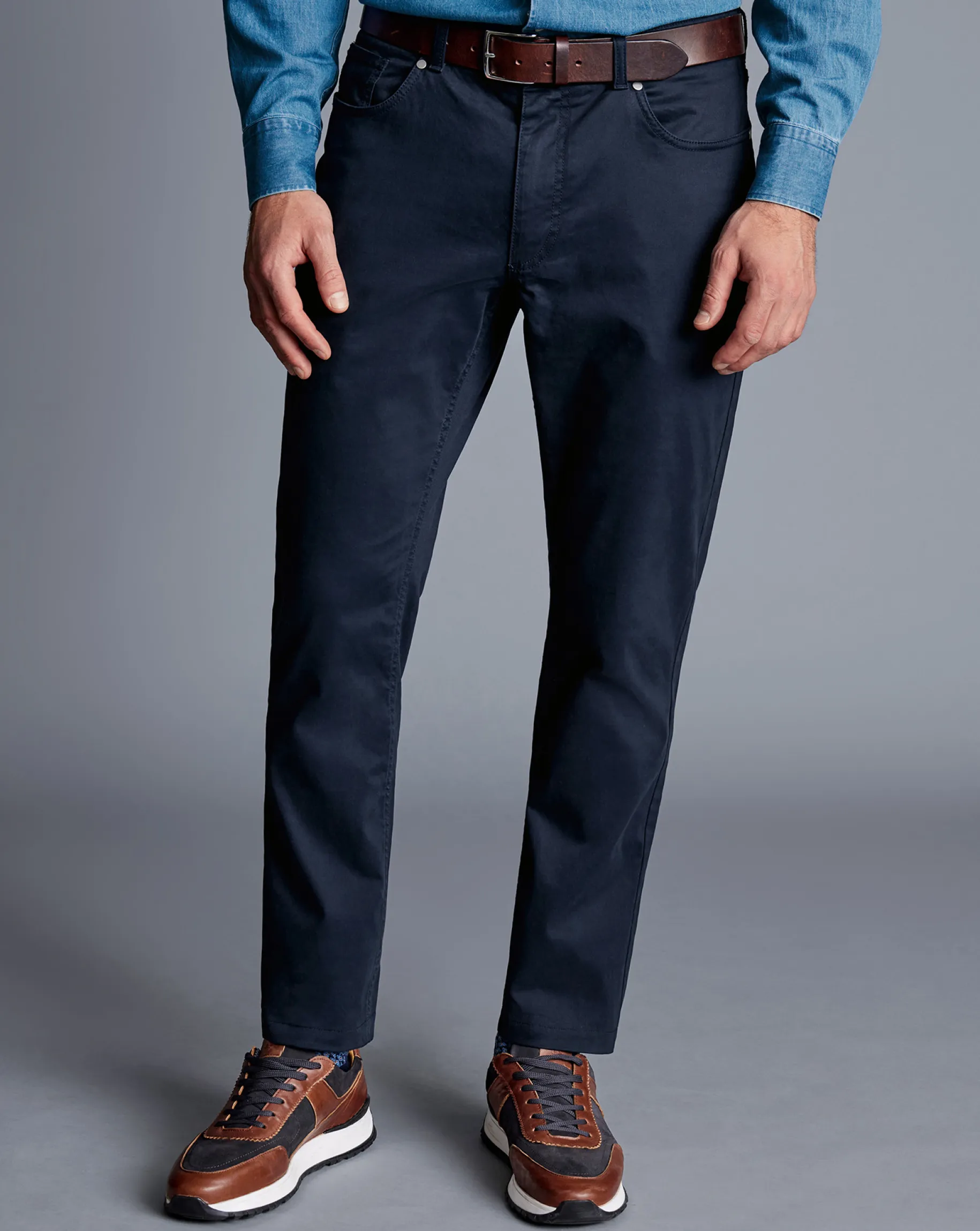 Seasonal Looks|Pants & Shorts<Charles Tyrwhitt Twill 5 Pocket Jeans - Dark Navy
