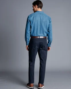 Seasonal Looks|Pants & Shorts<Charles Tyrwhitt Twill 5 Pocket Jeans - Dark Navy