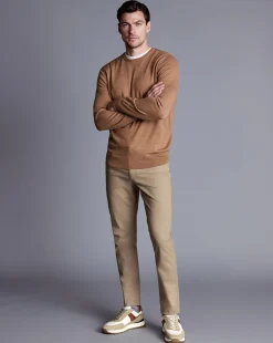 Pants & Shorts<Charles Tyrwhitt Twill 5 Pocket Jeans - Oatmeal