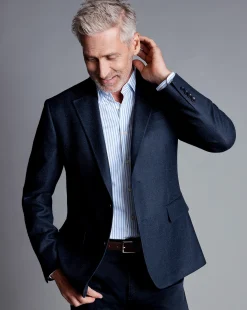 Blazers|Navy<Charles Tyrwhitt Twill Wool Jacket - Navy