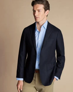 Blazers|Navy<Charles Tyrwhitt Twill Wool Jacket - Navy