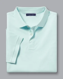 Golf polos|green<Charles Tyrwhitt Tyrwhitt Cool Polo - Pale Teal Green