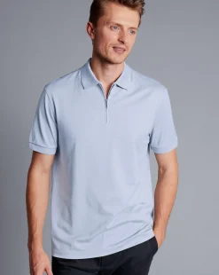 Shirt Sale|Polos<Charles Tyrwhitt Tyrwhitt Cool Quarter Zip Polo - Light Blue