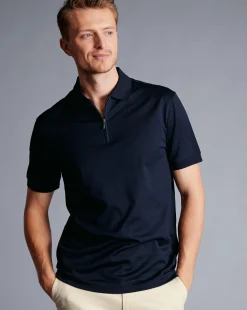 Shirt Sale|Polos<Charles Tyrwhitt Tyrwhitt Cool Quarter Zip Polo - Dark Navy