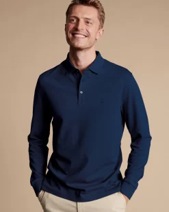 Blue Shirts|Blue<Charles Tyrwhitt Tyrwhitt Long Sleeve Pique Polo - Navy