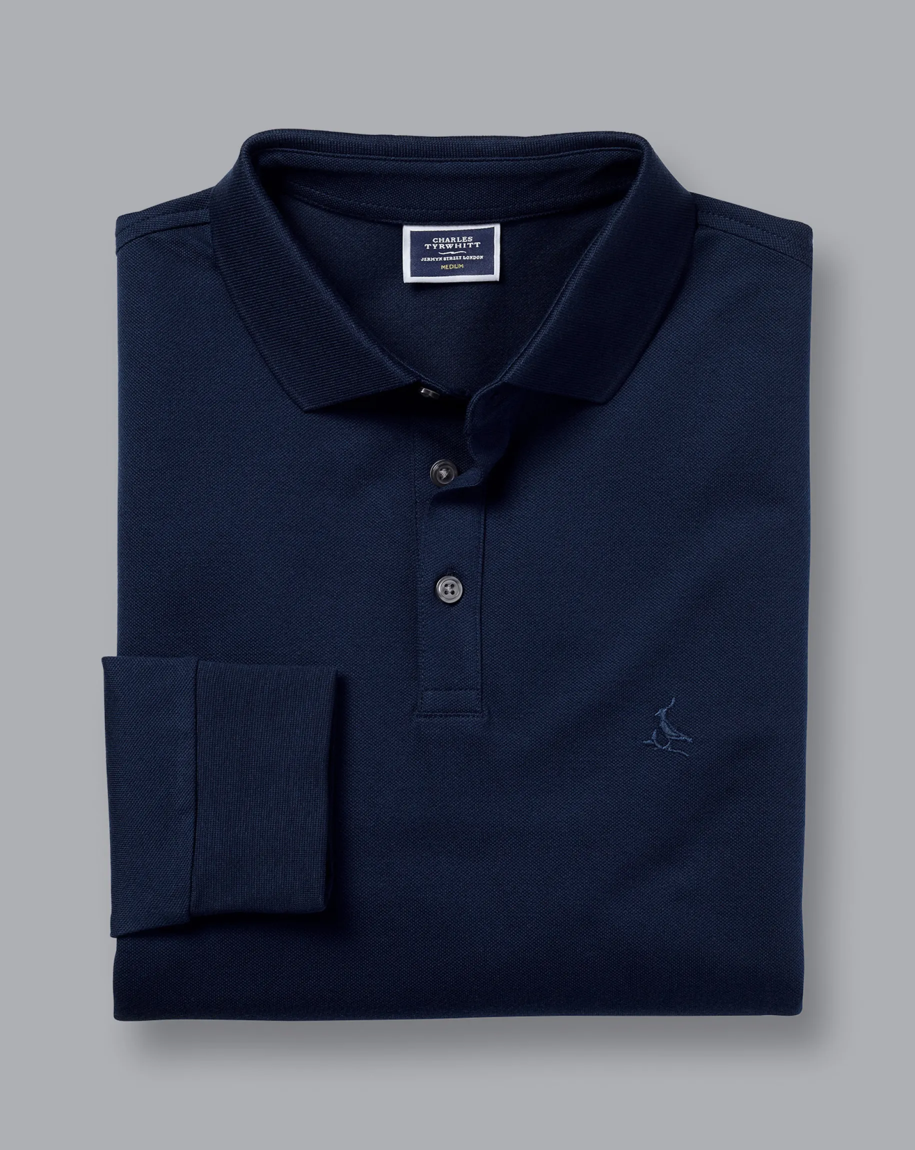 Blue Shirts|Blue<Charles Tyrwhitt Tyrwhitt Long Sleeve Pique Polo - Navy