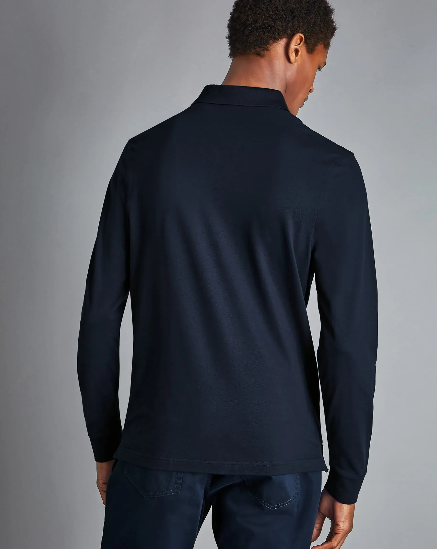 Blue Shirts|Blue<Charles Tyrwhitt Tyrwhitt Long Sleeve Pique Polo - Navy