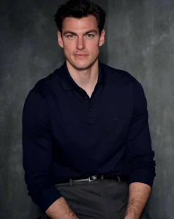 Blue Shirts|Blue<Charles Tyrwhitt Tyrwhitt Long Sleeve Pique Polo - Navy