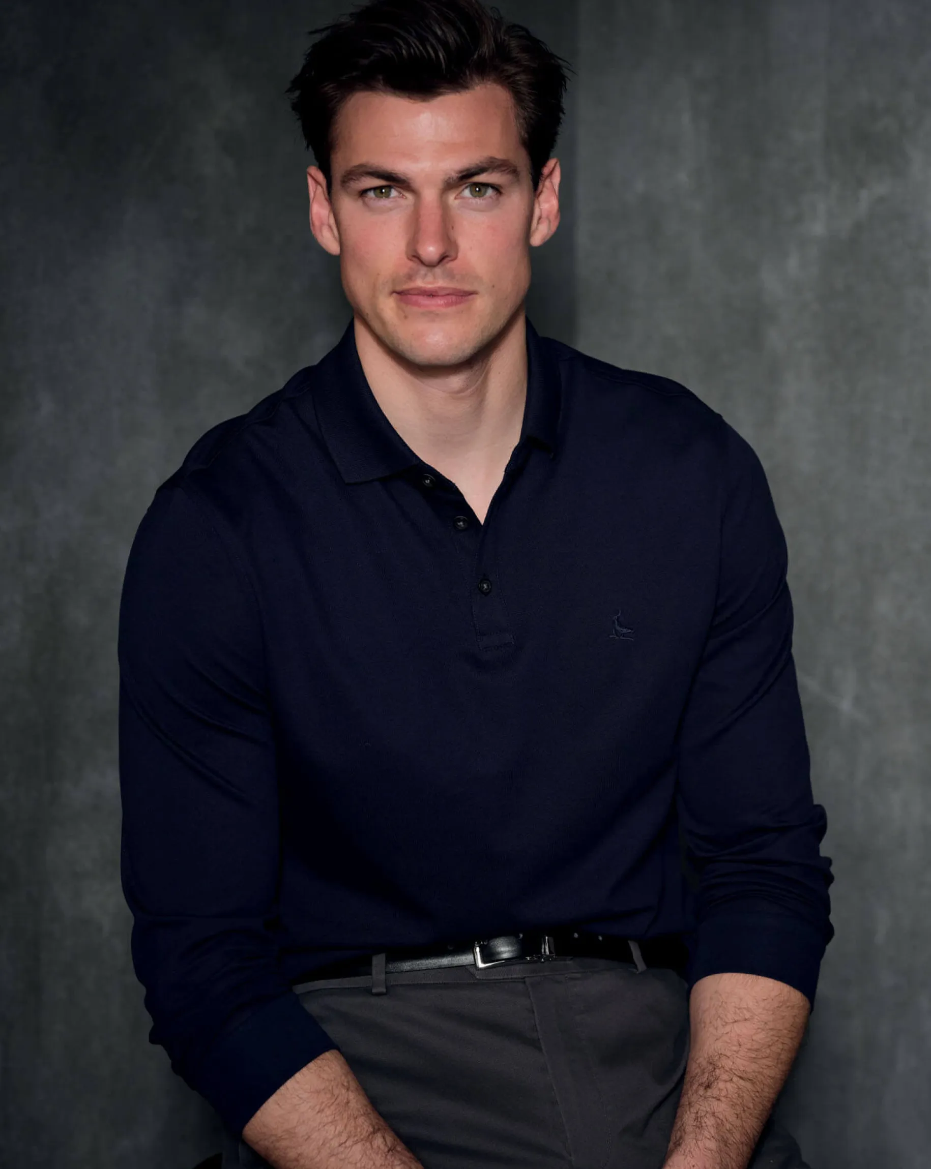 Blue Shirts|Blue<Charles Tyrwhitt Tyrwhitt Long Sleeve Pique Polo - Navy