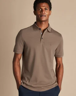 Golf polos|Short Sleeve polos<Charles Tyrwhitt Tyrwhitt Pique Polo - Camel