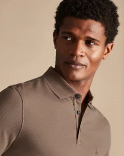 Golf polos|Short Sleeve polos<Charles Tyrwhitt Tyrwhitt Pique Polo - Camel