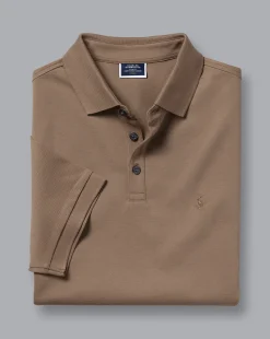 Golf polos|Short Sleeve polos<Charles Tyrwhitt Tyrwhitt Pique Polo - Camel