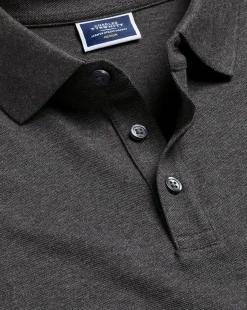 Golf polos|Grey<Charles Tyrwhitt Tyrwhitt Pique Polo - Dark Grey Marl