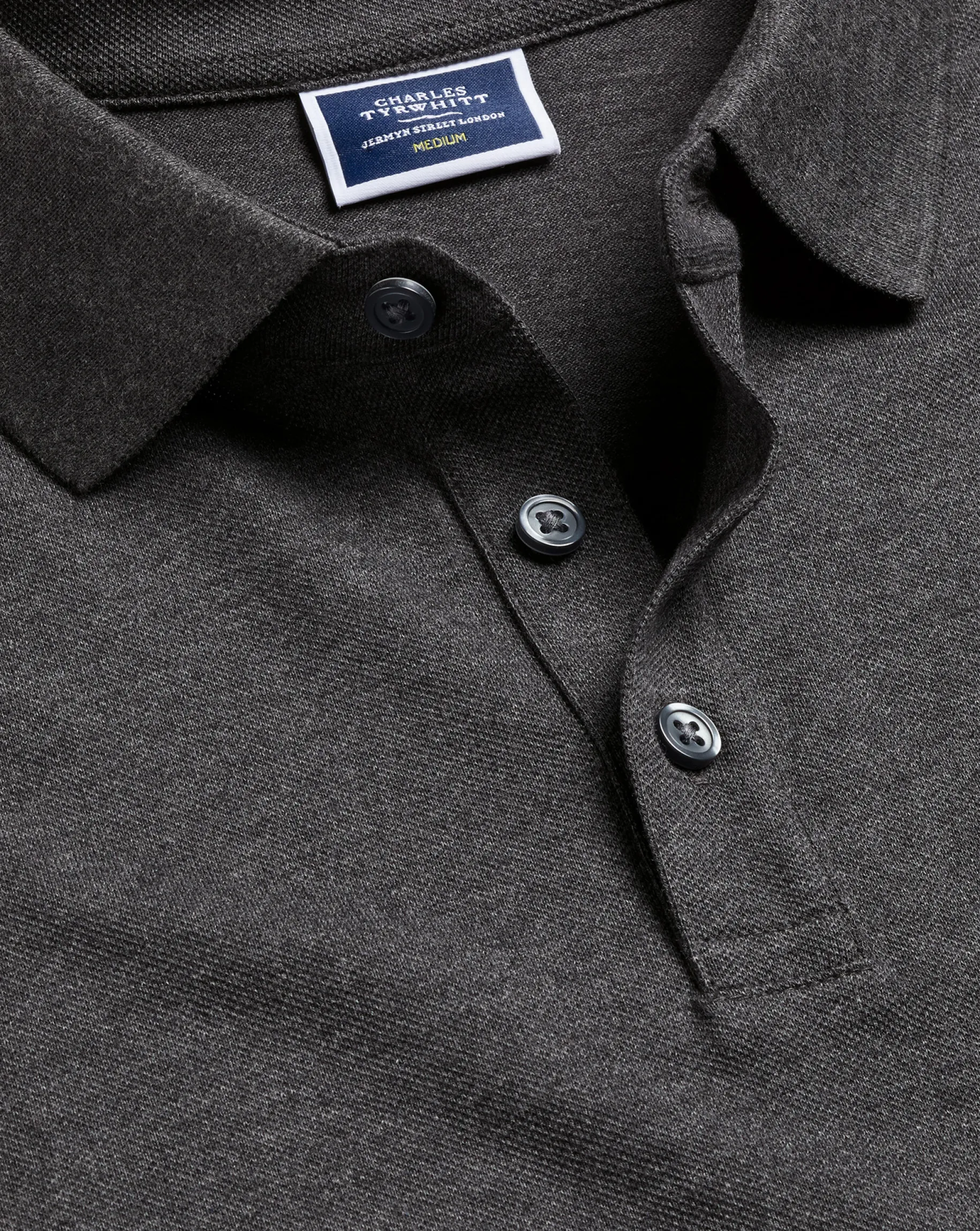 Golf polos|Grey<Charles Tyrwhitt Tyrwhitt Pique Polo - Dark Grey Marl