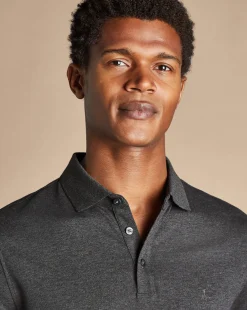 Golf polos|Grey<Charles Tyrwhitt Tyrwhitt Pique Polo - Dark Grey Marl