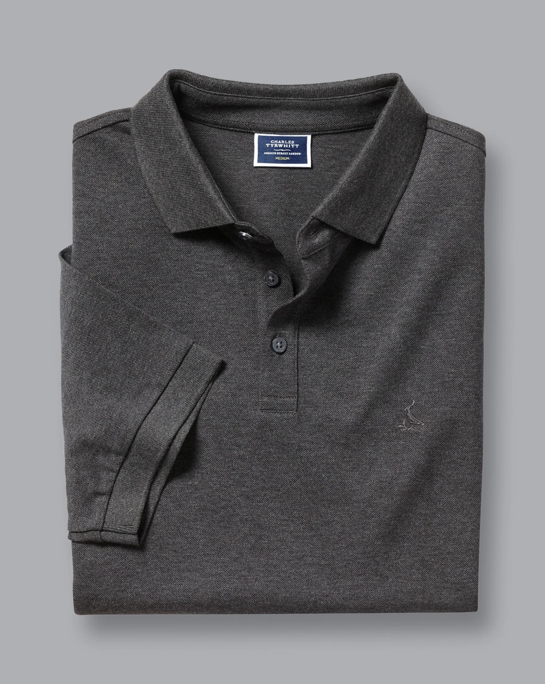 Golf polos|Grey<Charles Tyrwhitt Tyrwhitt Pique Polo - Dark Grey Marl